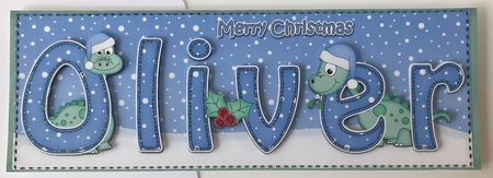 Large DL Merry Christmas OLIVER 3D decoupage  by Angela White