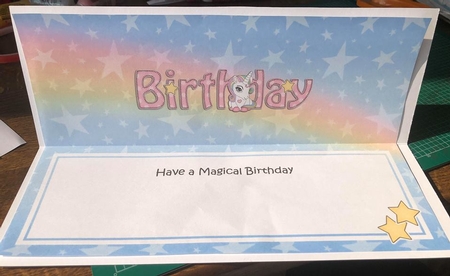 Large DL HAVE A MAGICAL BIRTHDAY insert with Unicorn by Angela White