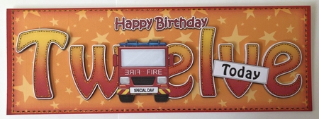Large DL Happy Birthday TWELVE TODAY 3D decoupage by Angela White