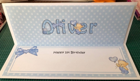 Large DL Happy 1st Birthday OLIVER insert by Angela White