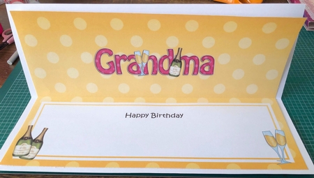 Large DL Happy Birthday GRANDMA insert with Champagne by Angela White