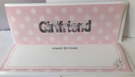 Large DL Happy Birthday GIRLFRIEND insert with Tartan by Angela White