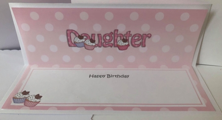 Large DL Happy Birthday DAUGHTER insert with Cupcakes by Angela White