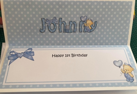 Large DL Happy 1st Birthday JOHNNY insert by Angela White