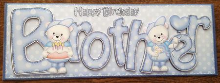 Birthday Brother Large Dl Card N 3D Decoupage by Angela White