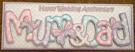 Mum & Dad Anniversary Large Dl Quick Card N 3D Decoupage by Angela White