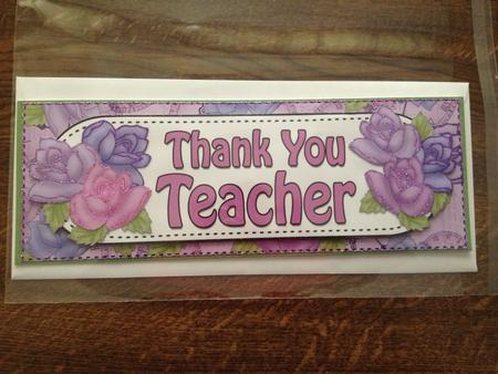 Large Dl Thank You Teacher Card & 3D Decoupage by Angela White