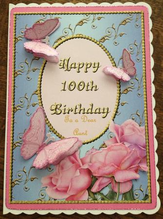 Pink Rose Corner with Butterflies - 100th Birthday by Angela White