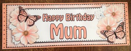Large Dl Birthday Mum Floral Butterflies 3D Decoupage by Angela White