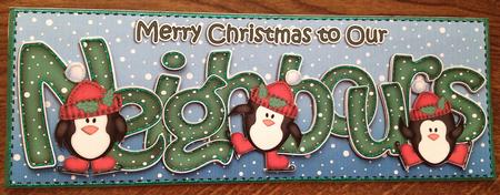 Large Dl Xmas Neighbours with Penguins Quick Card Decoupage by Angela White