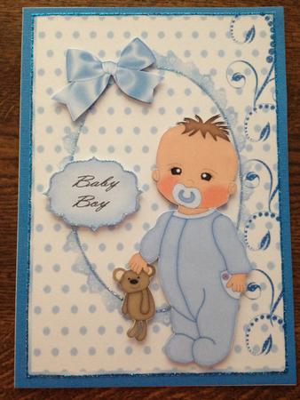Little Baby Boy in Blue Baby Grow by Angela White