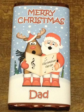 Christmas Singing Santa & Rudolph Dad Chocolate Wrapper by Angela White