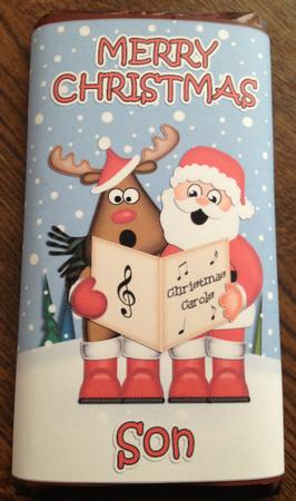 Christmas Singing Santa & Rudolph Son Chocolate Wrapper by Angela White