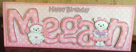 Large Dl Birthday Megan Teddies 3D Decoupage by Angela White