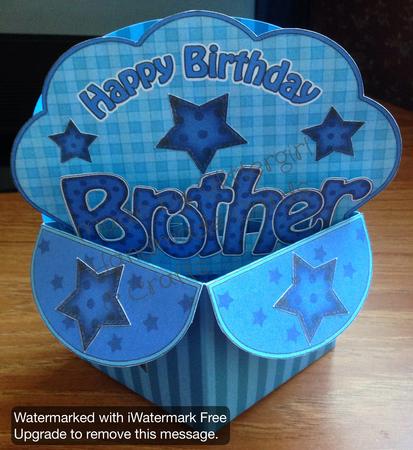 3D Birthday Brother Diagonal Words Rubber Band Pop Up Box by Angela White