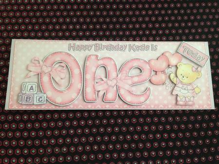 Lge Dl 1st Birthday Katie Teddy 3D Decoupage by Angela White