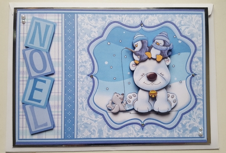 Polar Bear Fun Christmas Card Topper & Decoupage by Angela Whitehead