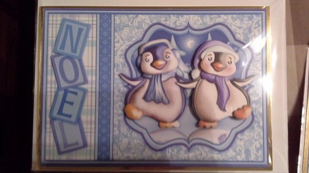 Dancing Penguins Christmas Card Topper & Decoupage by Angela Whitehead