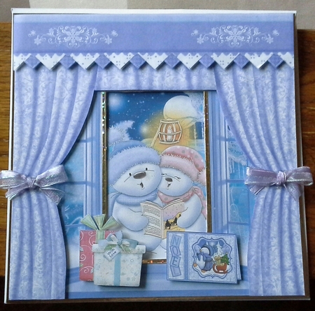 Singing Snowmen Christmas Window Aperture 8x8 Mini Kit by Angela Whitehead