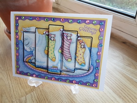 Christmas Cat Pyramid Panel by Anita chambers