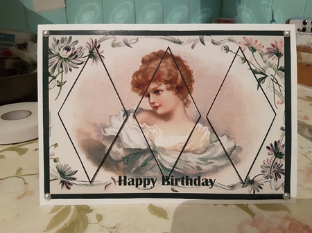 Victorian Girl Diamond Panel Card by Anita chambers