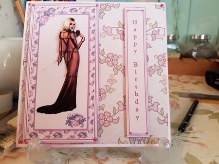 A5 beautiful blonde lady card front. by Anita chambers