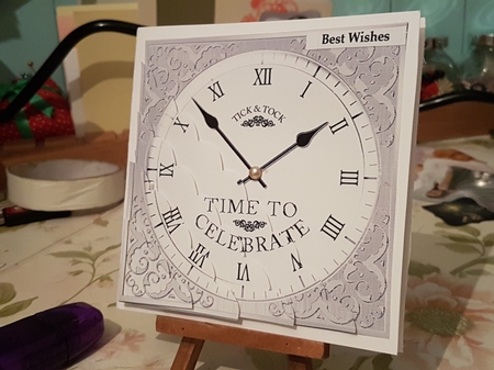 Time to Celebrate Clock Scallop Corner side stacker Topper by Anita chambers