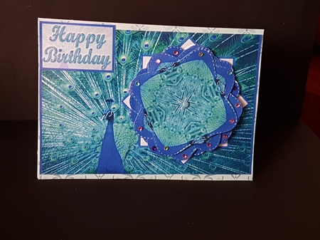 JJ PEACOCK A6 TEA BAG CARD by Anita chambers