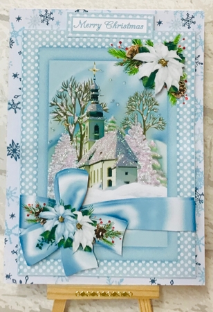 Ribbon wrap snowy church scene by Anita Henery