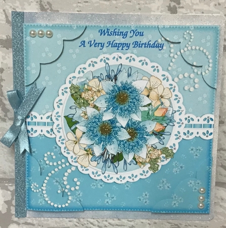 A Touch of Elegance Flowers, Pearls and Lace 8 x 8 Scalloped Corner Topper   by Anita Henery