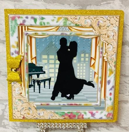 Dancing Birthday 8x8ins Decoupage Topper 5 by Anita Henery