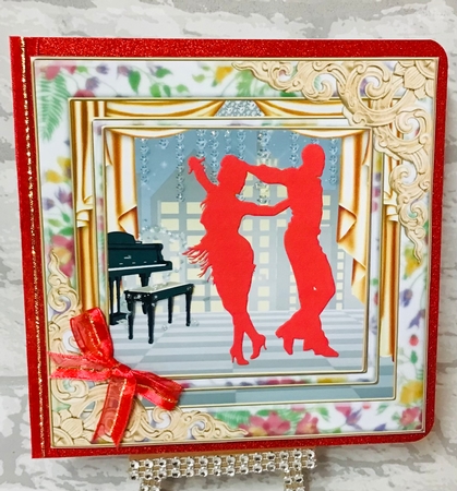 Dancing Birthday Decoupage Topper 14 Red by Anita Henery