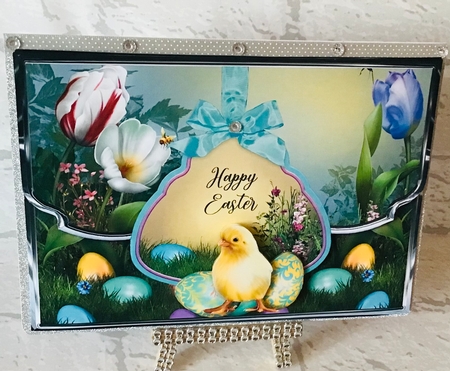 Easter Chick Fancy Edge Faux Envelope Card by Anita Henery