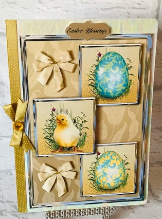 Easter Chick Three Square Quick Card by Anita Henery