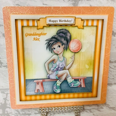 Basketball Anyone?- Square Card Topper & Decoupage by Anita Henery