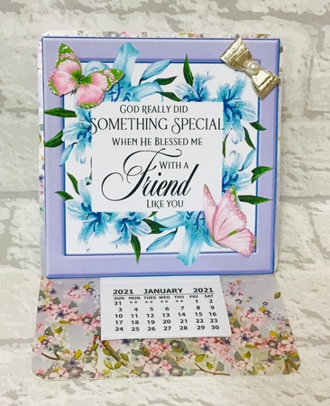 Blessed friend verse! in pretty turq/purple lily frame with butterflies 8x8 by Anita Henery