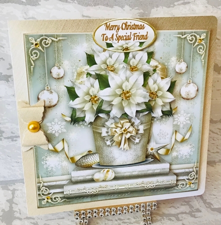 Christmas Gold Silver Festive Poinsettias Card Mini Kit by Anita Henery