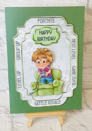 Battle Royale - A5 card topper with decoupage by Anita Henery