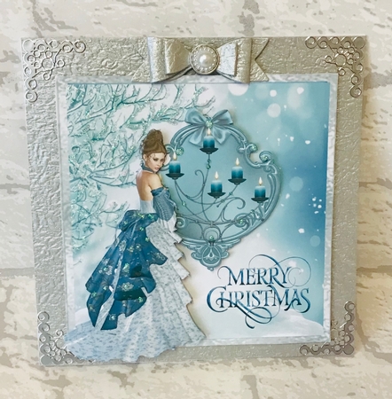 Christmas Beauty - 6x6 inch card front with decoupage by Anita Henery