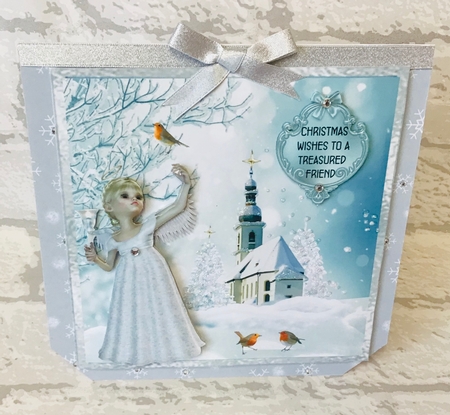 Angelic Christmas - 6x6 inch card front with decoupage by Anita Henery