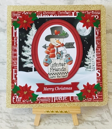 Red winter friends Christmas card front by Anita Henery