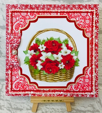 Beautiful Poinsettia & Roses Christmas Basket - 8x8 Mini Kit by Anita Henery