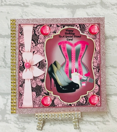 3 Raspberry ladies accessories card fronts/toppers by Anita Henery