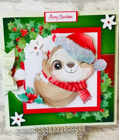 Adorable Sloth Hanging On A Candy Cane 7x7 by Anita Henery