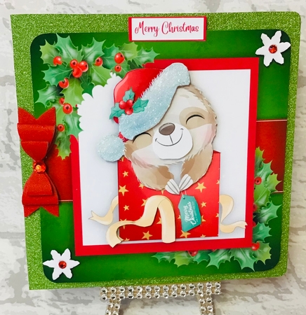 Adorable Sloth On A Present 7x7 by Anita Henery