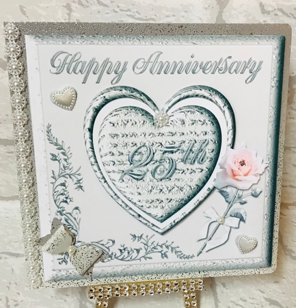 Silvwe 25th Anniversary 6x6 card front by Anita Henery