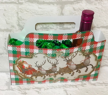 Pretty tote  bag with santa and tartan,  by Anita Henery