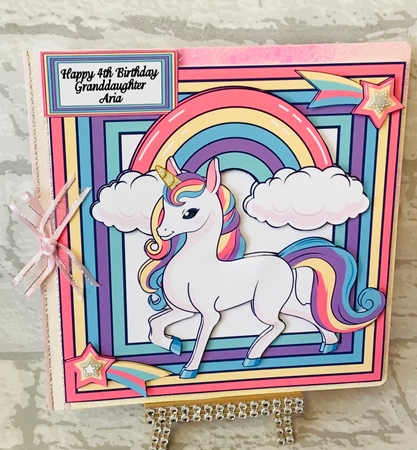 Rainbow Unicorn 3 8x8 by Anita Henery