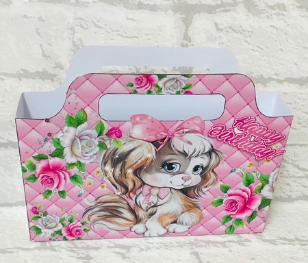 Cute puppy with pink and white roses tote bag by Anita Henery