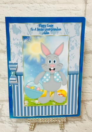 Large blue Easter bunny topper by Anita Henery